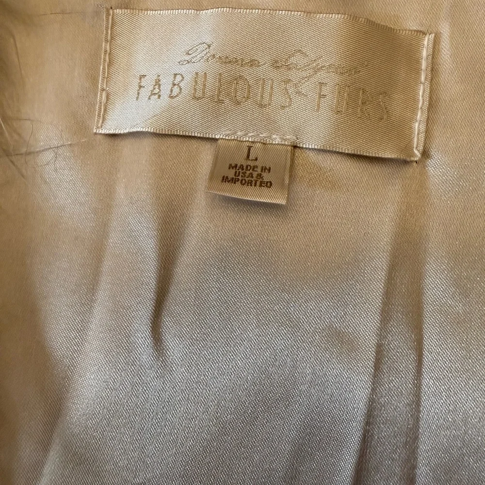Fabulous Furs Faux Fur Vest L Long Shaggy Wolf Brown Gray Sleeveless Open Front - Picture 2 of 9
